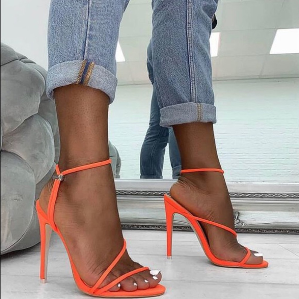 NEW SIMMI Neon Orange Strappy Heel